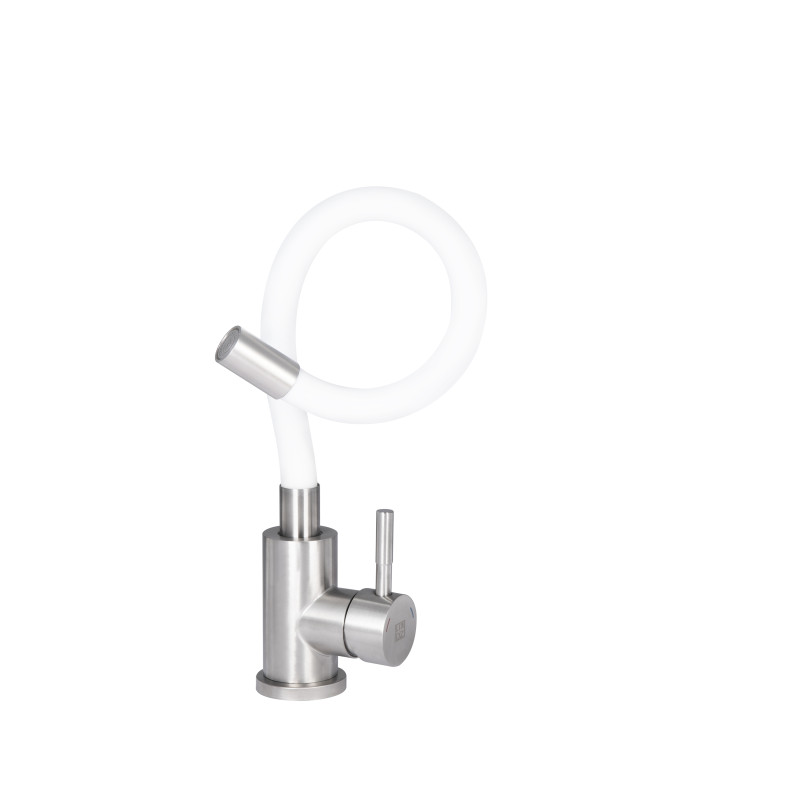 Змішувач для кухні Lidz Aria 015F3 з гнучким виливом (k35) LDARI015F3WHI43362 White / Nickel