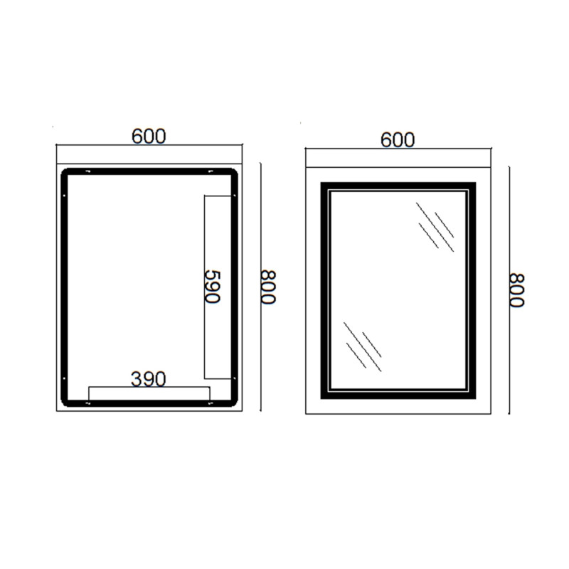Дзеркало Qtap Cardinal 600х800 з LED-підсвічуванням Touch, з антизапотіванням, з димером, рег. темп. кольору (3000-6500K) QT0478C6080