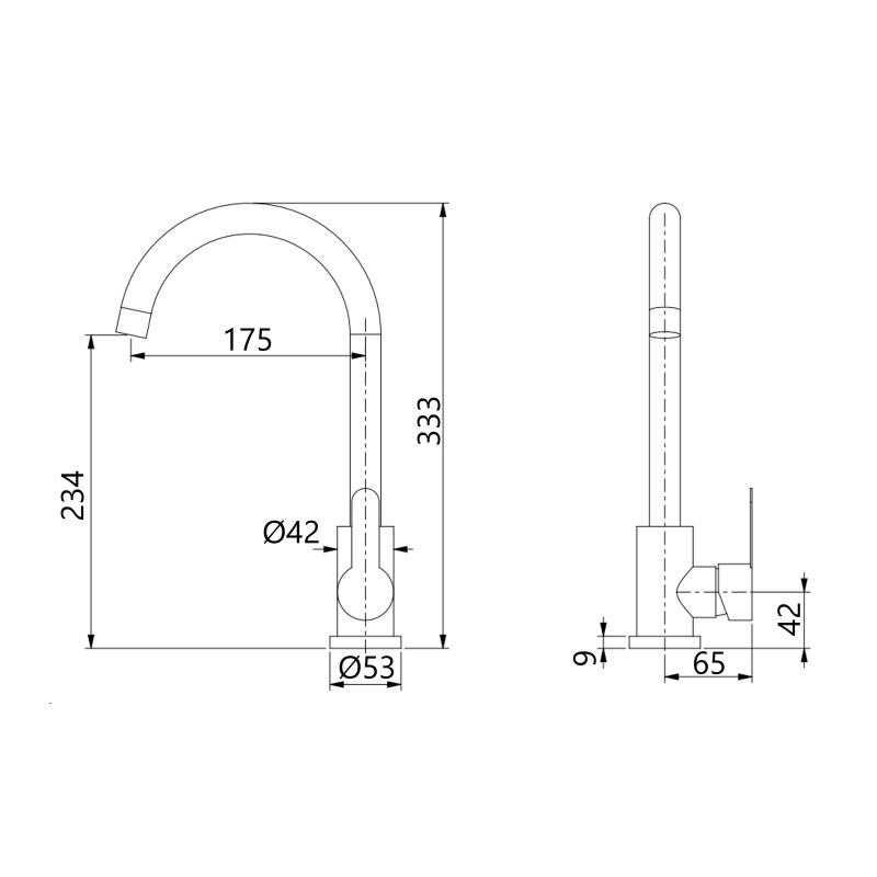 Змішувач для кухні U-образний Brinex Pure 015F U-образний  Nickel BRIPUR015FNKL