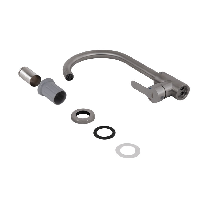 Змішувач для кухні U-образний Brinex Pure 015F U-образний  Nickel BRIPUR015FNKL