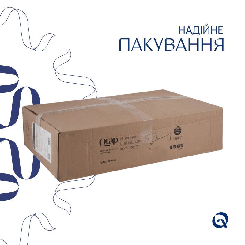 Комплект Qtap Dove: Раковина накладна овальна 635x420x150 мм White + Донний клапан PU02O