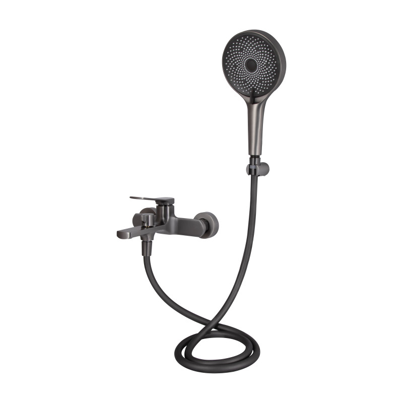 Змішувач для ванни Qtap Slavonice (з душовим гарнітуром) QTSLV259GMB48035 Gunmetal Black PVD
