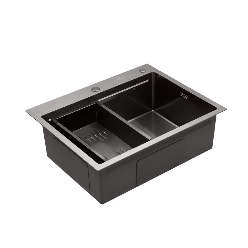 Кухонна мийка Kroner KRP Schwarze - 6350HM PVD (3.0/1.0 мм)