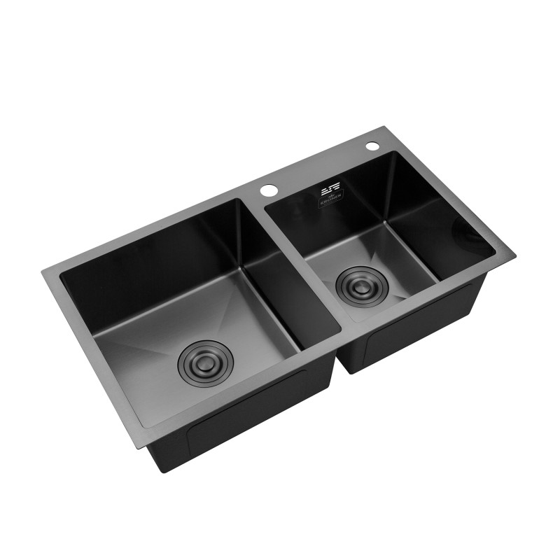Кухонна мийка Kroner KRP Schwarze - 7843ZHM PVD (3.0/1.0 мм)