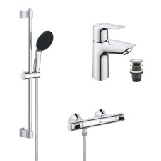 Набір змішувачів Grohe Quickfix термостат для душу з душовим гарнітуром Precision Flow THM та змішувач для раковини StartEdge S-Size UA202503TE