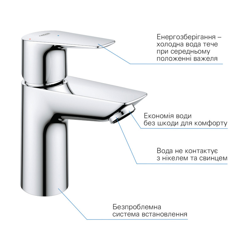 Набір змішувачів Grohe Quickfix термостат для душу з душовим гарнітуром Precision Flow THM та змішувач для раковини StartEdge S-Size UA202503TE