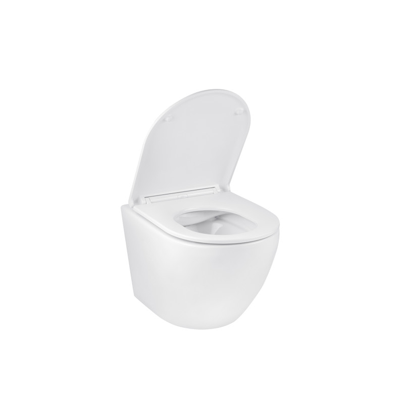 Унітаз підвісний безобідковий Kroner Harz WHI493736 RIMLESS з сидінням Slim Duroplast / Soft-close / Quick relase (KH493736WHIR)