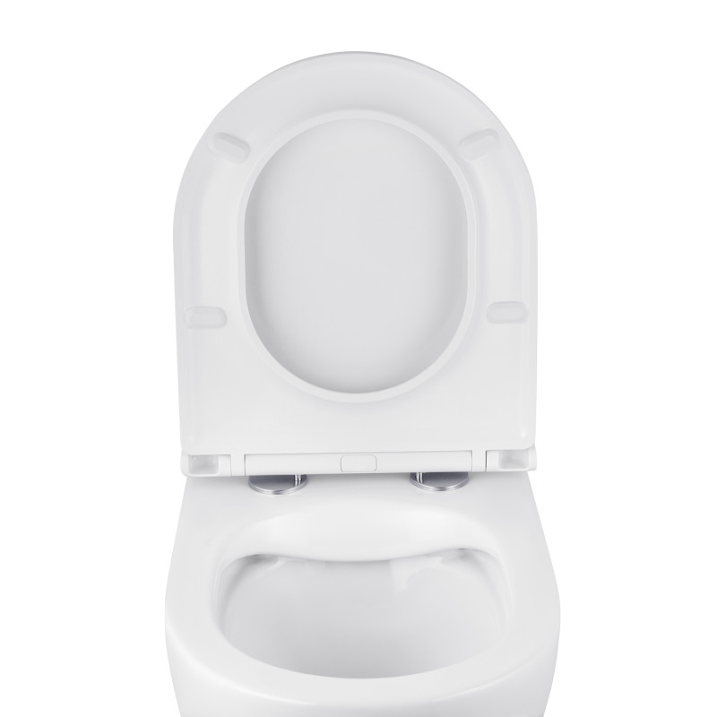 Унітаз підвісний безобідковий Kroner Harz WHI493736 RIMLESS з сидінням Slim Duroplast / Soft-close / Quick relase (KH493736WHIR)