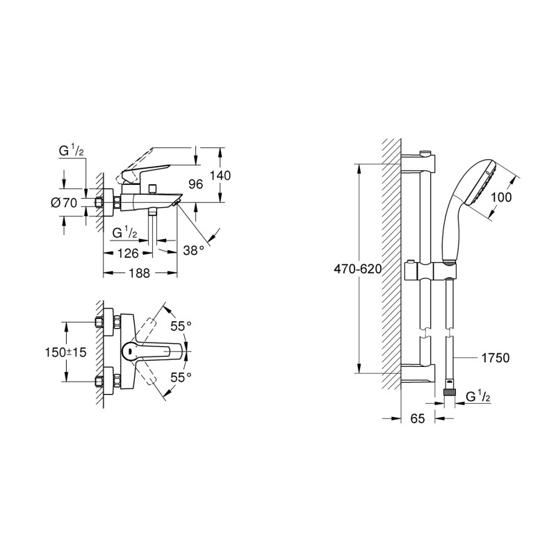 Змішувач для ванни Grohe QuickFix Start Black UA30330702