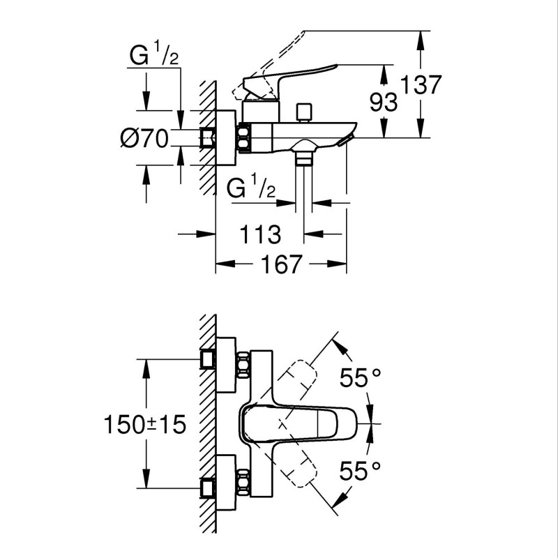 Змішувач для ванни Grohe QuickFix Dice 1018722430