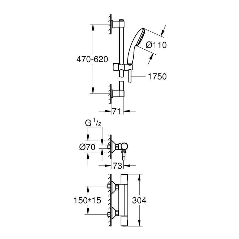 Змішувач термостатичний для душу Grohe QuickFix Precision Start 34597001