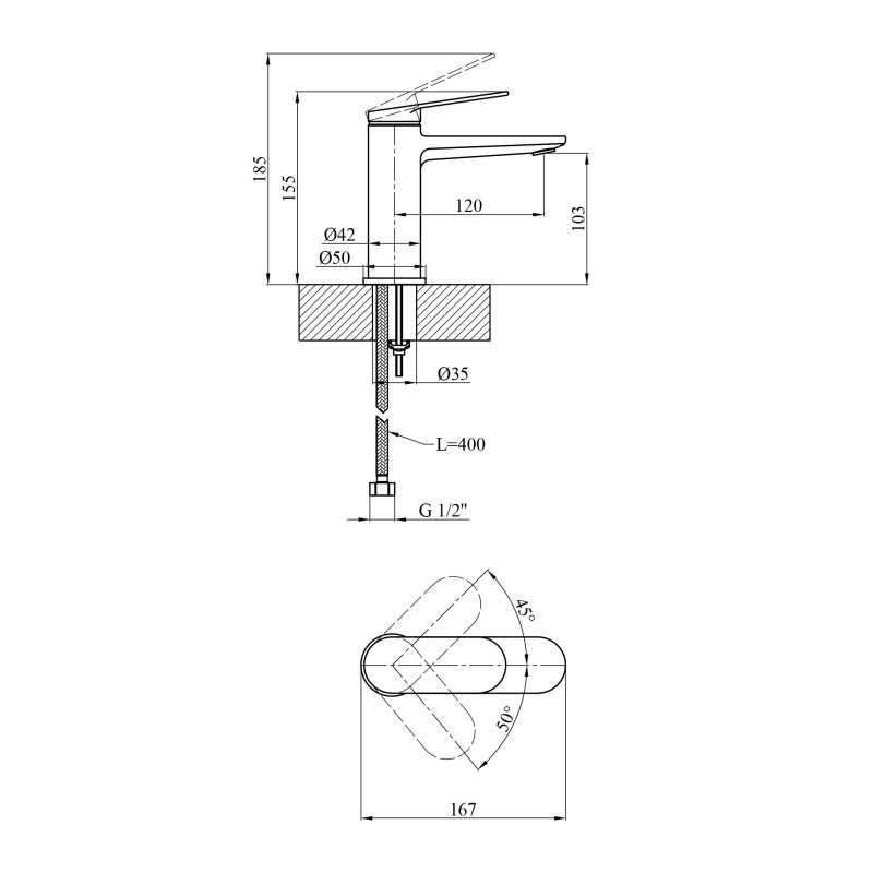 Змішувач для раковини Kroner Element 211110-3801