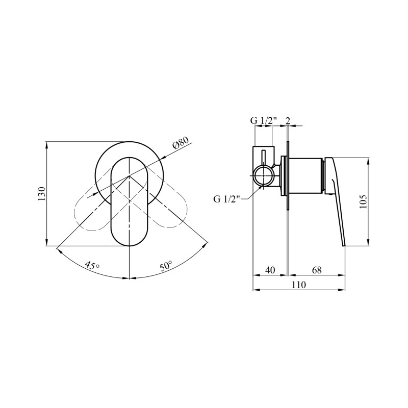 Змішувач прихованого монтажу для душу Kroner Element 211433-3801