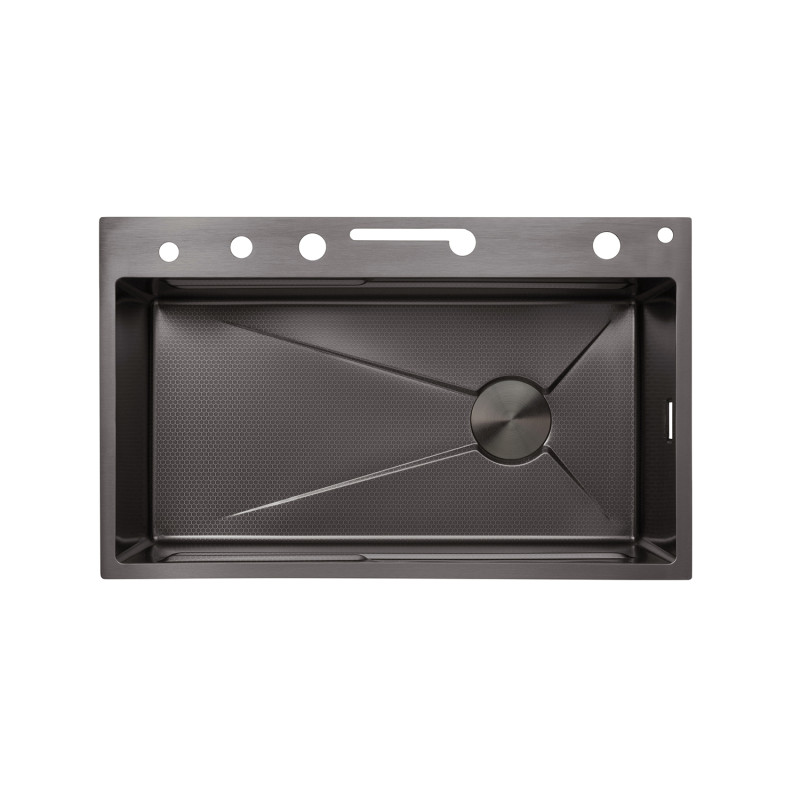 Кухонна мийка Kroner KRP Schwarze - SET7546ARTHM PVD (3.0/0.8 мм)