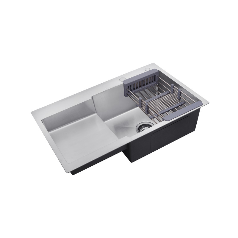 Комплект кухонна мийка Kroner Gebürstet-7848RHM + змішувач Edelstahl Klassisch-ESG035 + дозатор Spender-016